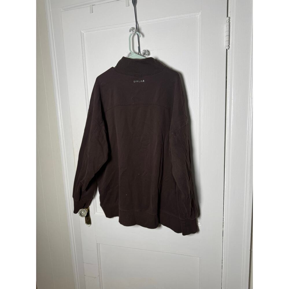 Aerie Offline Cloud Oversized Mock Neck Sweatshirt Dark Brown Size XL - Picture 6 of 6